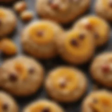 Texture and Ingredients Close-Up A close-up of golden fruit cookies showcasing their texture and ingredients