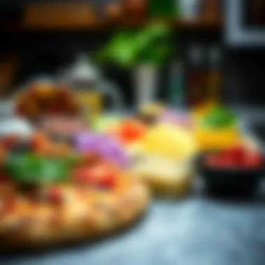 An array of gourmet toppings artfully arranged on a countertop
