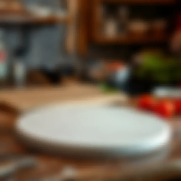 A pristine pizza stone ready for use in a culinary setting