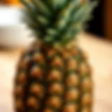 A perfectly ripe pineapple showcasing its texture and color