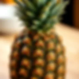 A perfectly ripe pineapple showcasing its texture and color