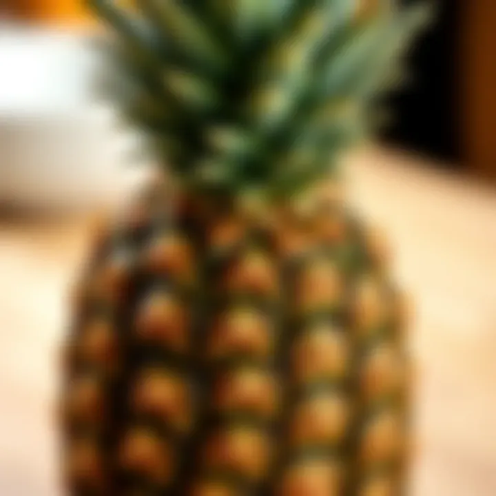 A perfectly ripe pineapple showcasing its texture and color