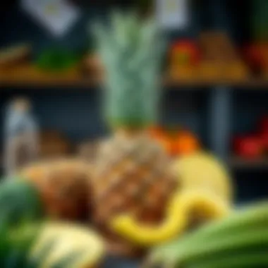 Proper storage methods for cut pineapple displayed