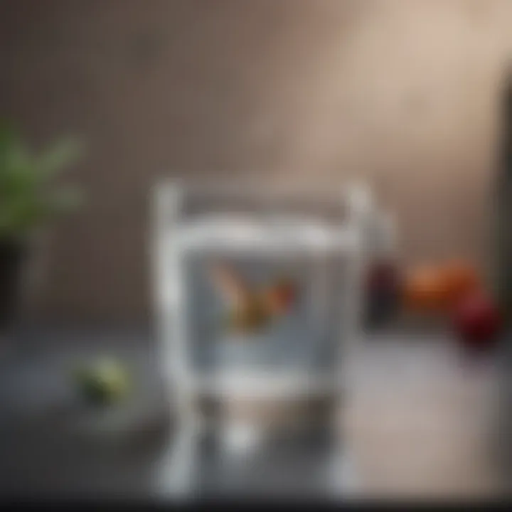 A detailed view showing the right consistency of sugar water in a measuring cup.