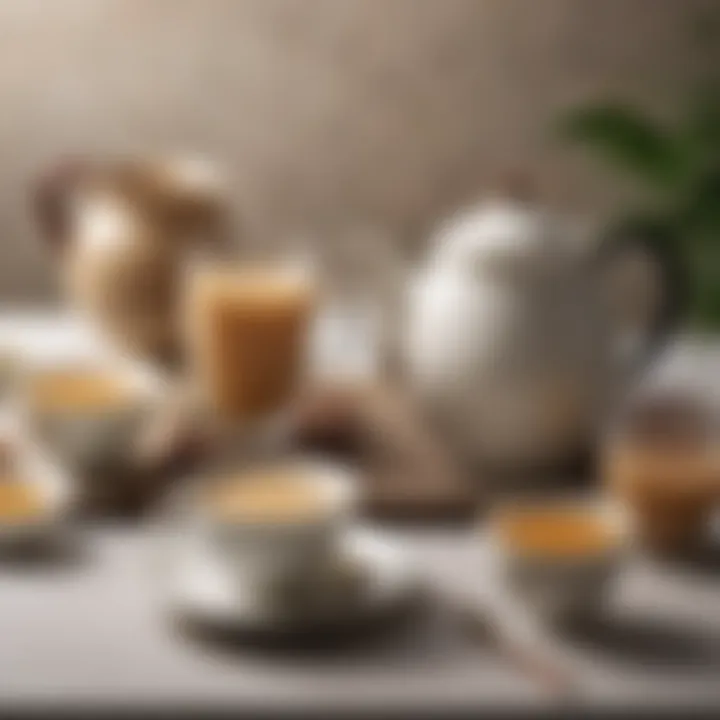 An elegant tea set prepared for a traditional milk tea experience.