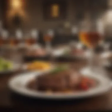 A Feast for the Senses An elegant dining table set for steak and whiskey