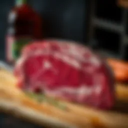 A beautifully marbled prime ribeye loin showcasing its rich texture