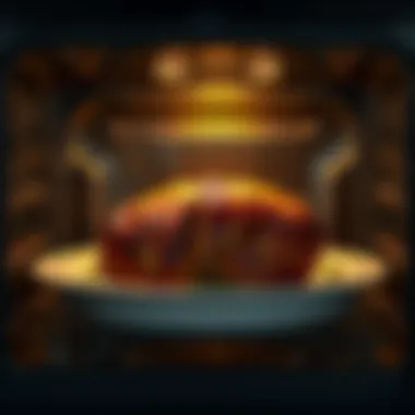 Oven with a perfectly roasted piece of meat inside