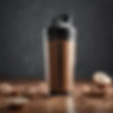 A sleek, modern protein shaker showcasing its ergonomic design