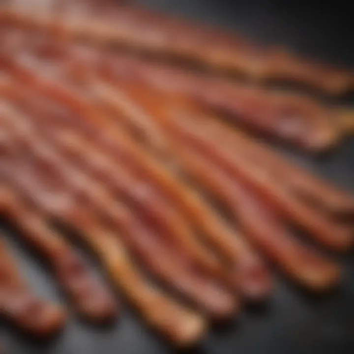 Close-up of crispy bacon highlighting texture and flavor