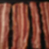 Sizzling bacon on a rack showcasing even cooking