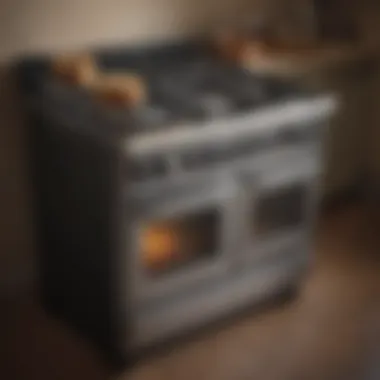 A traditional gas stove featuring multiple burners and a vintage aesthetic