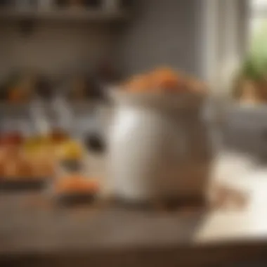 An elegant kitchen scene featuring a vinegar crock in use, emphasizing its role in culinary artistry.