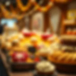 A vibrant assortment of baked goods displayed at a bake auction