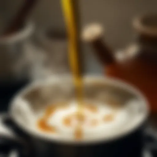 Golden Syrup in Action Golden syrup bubbling in a saucepan