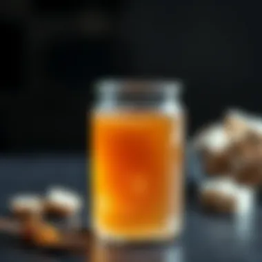 An elegant glass jar filled with homemade sugar syrup