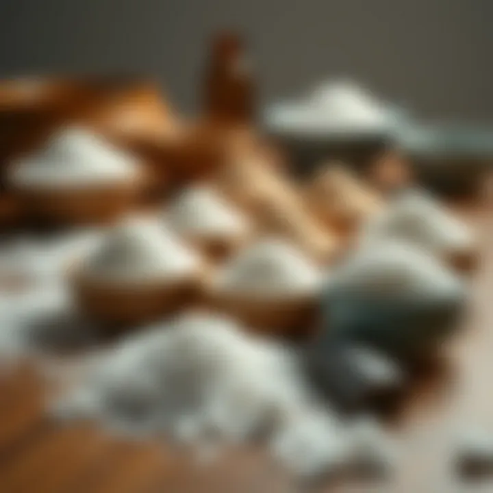 A variety of sugar types laid out on a wooden table