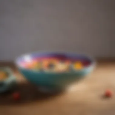 Close-up of a beautifully crafted porcelain bowl with vibrant colors