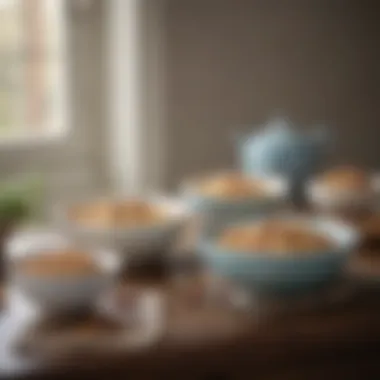 A beautifully set dining table featuring porcelain cereal bowls