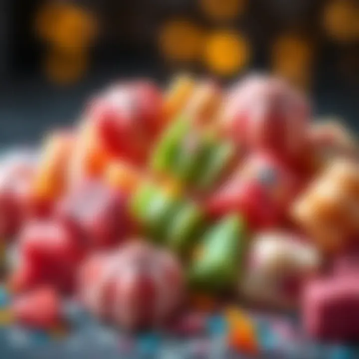 A variety of colorful Turkish delight pieces arranged artistically