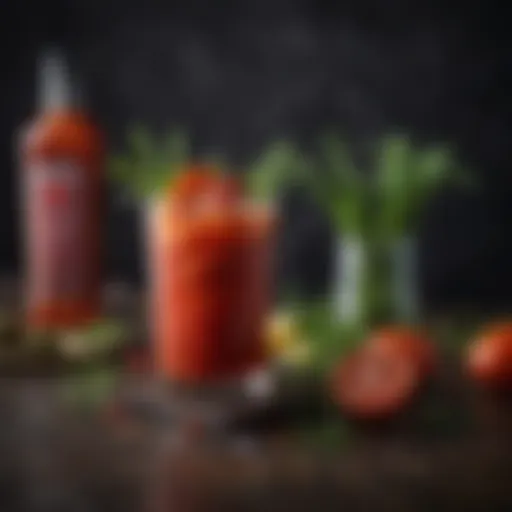 A vibrant gin-infused Bloody Mary garnished with fresh herbs and spices.