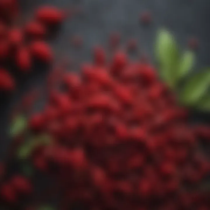 A close-up of sumac berries highlighting their vibrant red hue