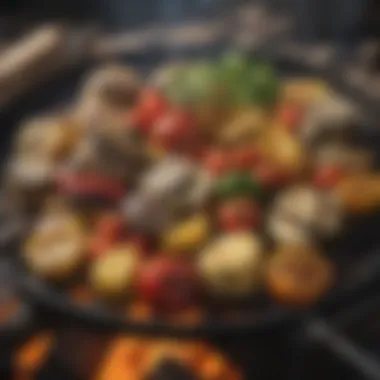 A delicious array of grilled vegetables on the mini campfire grill