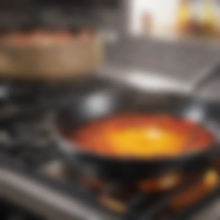 Close-up of sauté pan showcasing heat distribution