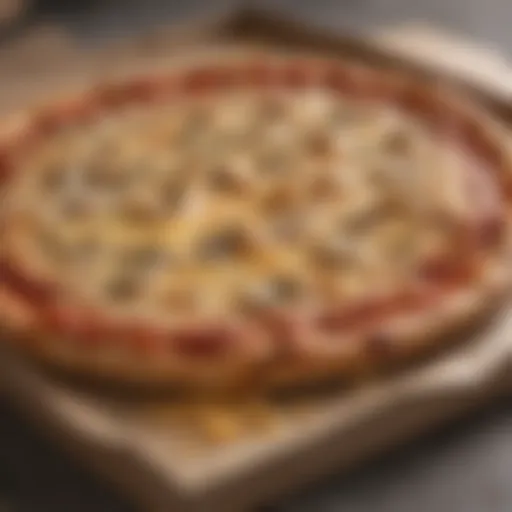 A close-up of a greasy pizza box with cheese residue