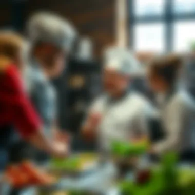 A chef engaged in passionate discussion with team members over a culinary concept