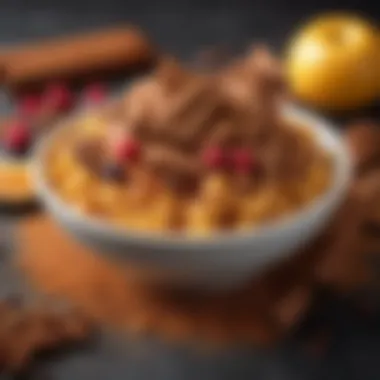 A vibrant bowl of cinnamon sprinkled over an assortment of fruits highlighting its culinary uses