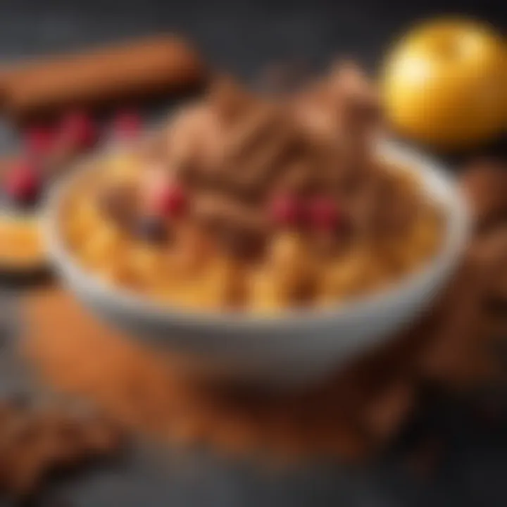 A vibrant bowl of cinnamon sprinkled over an assortment of fruits highlighting its culinary uses