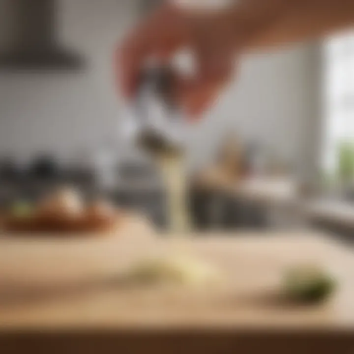 User experience with a garlic press in a modern kitchen setting