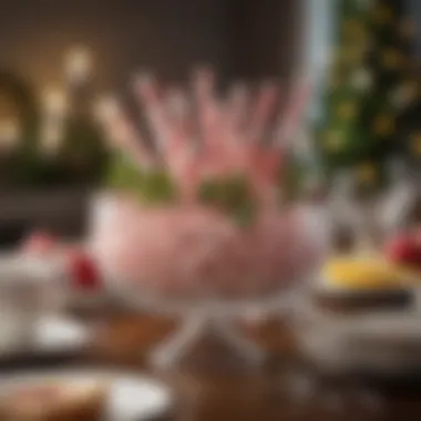 Holiday Table Centerpiece A beautifully styled holiday table featuring peppermint sticks as a centerpiece.
