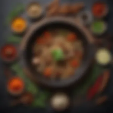 Aromatic Spices and Herbs A Lodge wok with various aromatic spices and herbs displayed