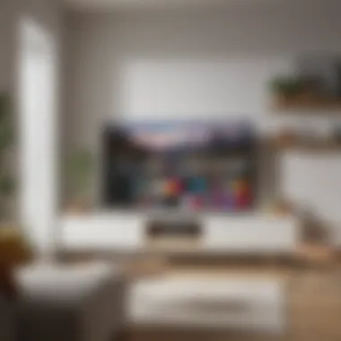 Illustration of a living room with a mounted smart TV