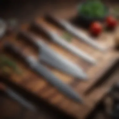 Professional Knives Set A sleek set of professional knives arranged elegantly