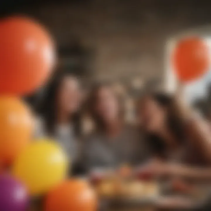 A joyful moment of friends celebrating with balloons