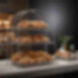 Elegant three-tier rack showcasing baked goods