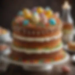 Traditional Easter cake adorned with colorful decorations