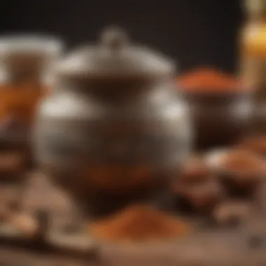 Traditional Spice Blend Container Traditional Indian spice blend in a decorative container