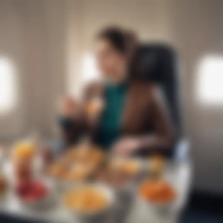 A traveler enjoying a snack while seated comfortably in an airplane seat