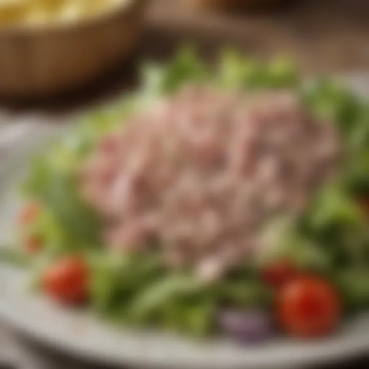 A close-up of finely chopped ingredients for the tuna salad, showcasing freshness.