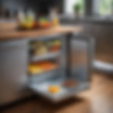 Sleek under table fridge in a modern kitchen