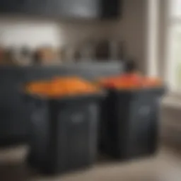 A variety of Amazon bins with lids arranged in a stylish home setting