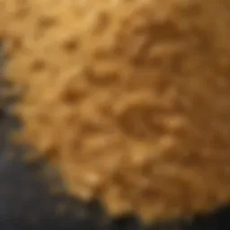A close-up view of asafoetida powder showcasing its texture and color