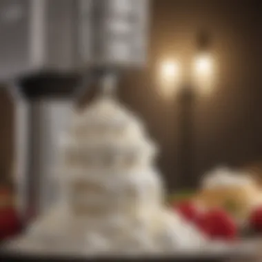 Dispenser in Action Whipped cream dispenser in action, creating a fluffy topping for desserts