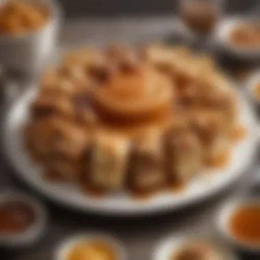 A beautifully arranged platter showcasing various desserts with caramel