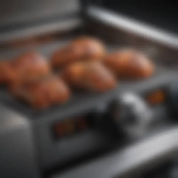 A close-up of temperature controls and digital settings on an insulated electric smoker.