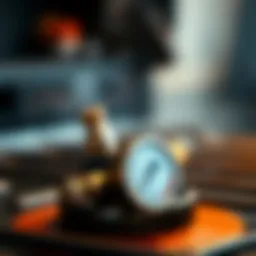 Detailed view of an LP gas grill regulator showcasing its components